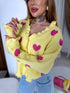 Knitted jacket "PINK HEARTS" AT8596 - YELLOW