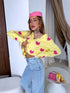 Knitted jacket "PINK HEARTS" AT8596 - YELLOW