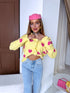 Knitted jacket "PINK HEARTS" AT8596 - YELLOW