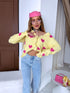 Knitted jacket "PINK HEARTS" AT8596 - YELLOW