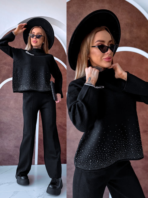 Megztas komplektas "Crystal Xmas LO-133AB" - JUODAS