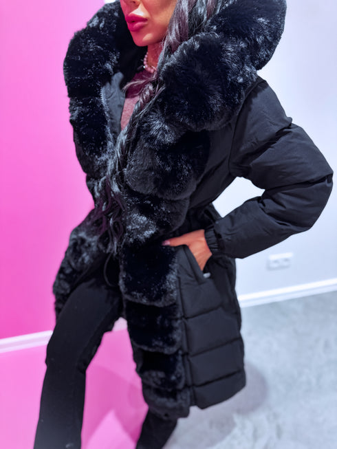 "BARNEY FC7618" long coat - BLACK