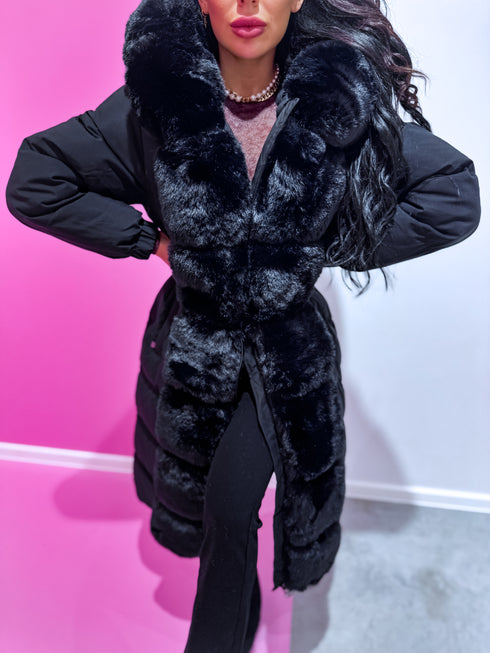 "BARNEY FC7618" long coat - BLACK