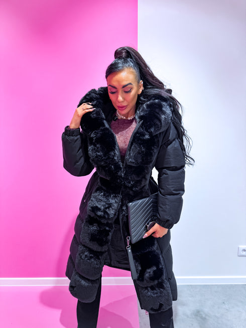 "BARNEY FC7618" long coat - BLACK