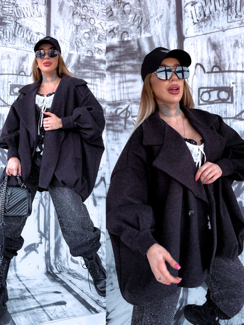 OVERSIZE paltas "SNOWBALL 251174" - JUODAS