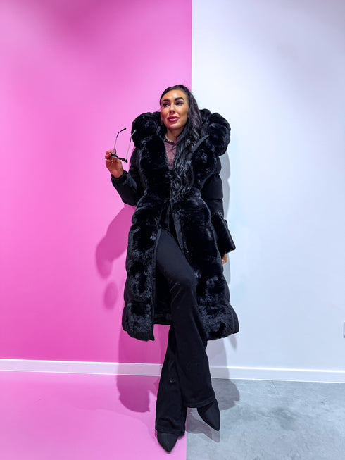 "BARNEY FC7618" long coat - BLACK