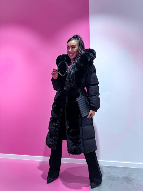 "BARNEY FC7618" long coat - BLACK