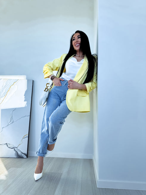 Yellow, ONE SIZE blazer + white top