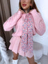 Knitted jacket "Floral Collar" W48431 - LIGHT PINK