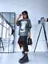 Oversize T-shirt "WOMAN'S WORLD" - GRAY
