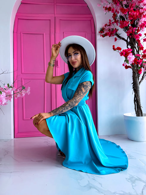 SKY BLUE dress + belt "FUTURISTIC"