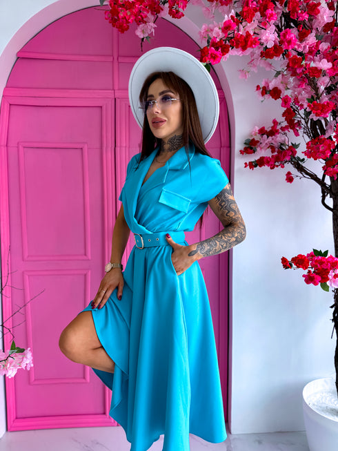 SKY BLUE dress + belt "FUTURISTIC"