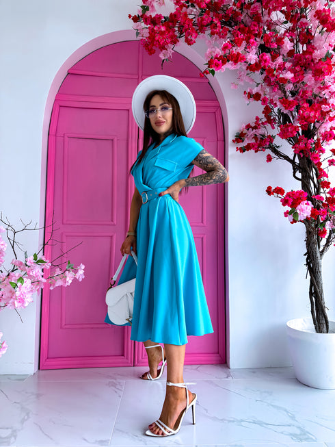 SKY BLUE dress + belt "FUTURISTIC"