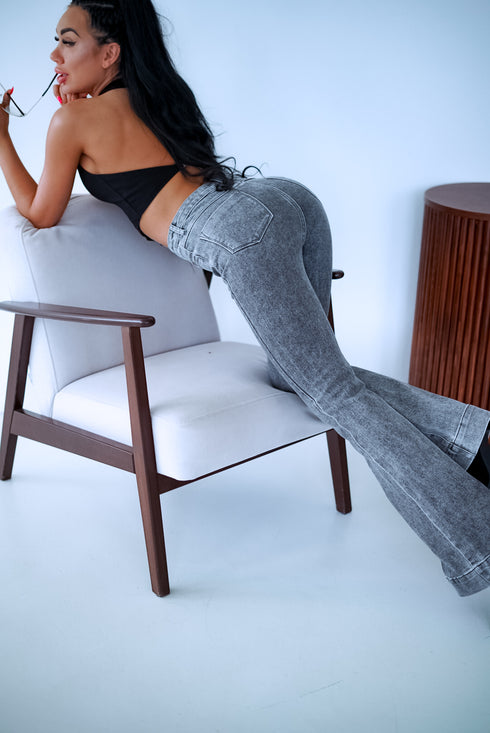 FLARED džinsa bikses "PURE GREY" 8575