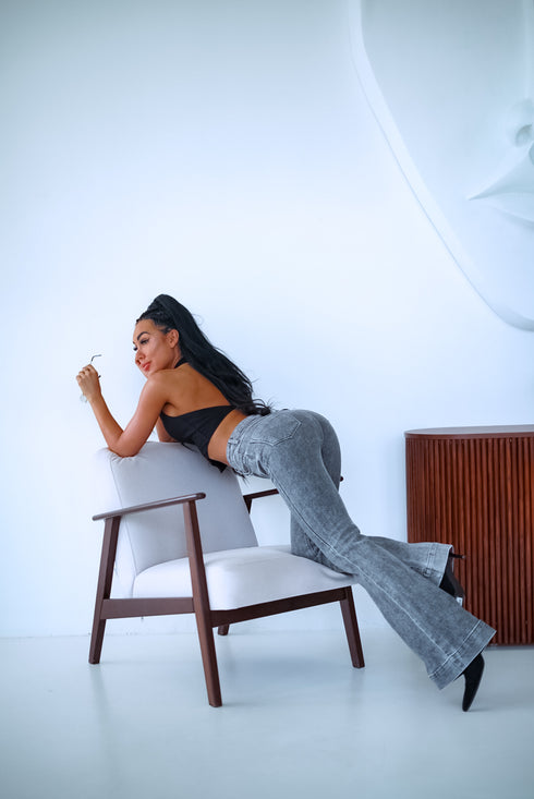 FLARED džinsa bikses "PURE GREY" 8575