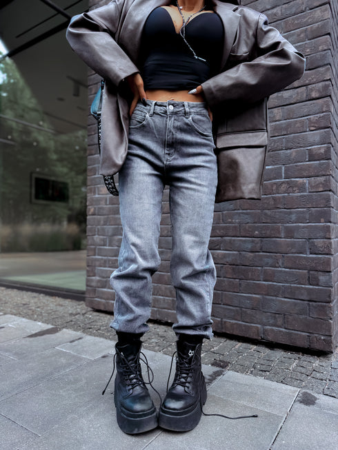 MOM FIT džinsai "DIVERSION" Y3307-3 - pilkos