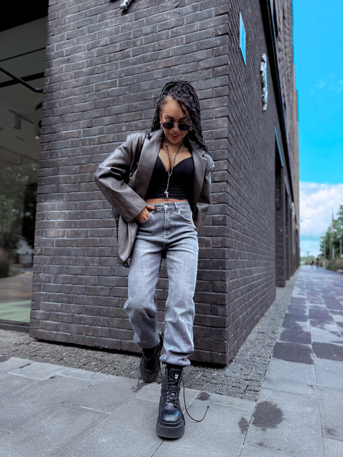 MOM FIT džinsai "DIVERSION" Y3307-3 - pilkos