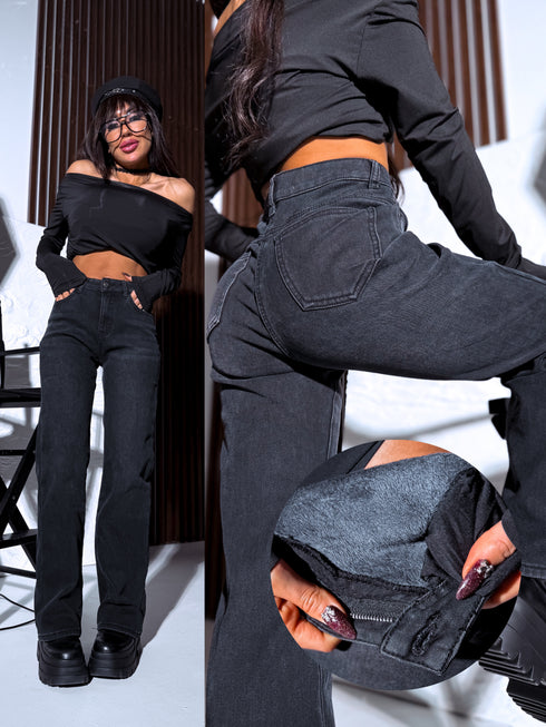 DARK GREY džinsa bikses ar siltinājumu "PREMIUM" H860-2