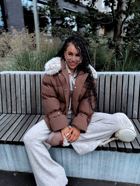 Короткая, пуховая куртка "FUSION AD611" - CHOCO ПРЕДЗАКАЗ