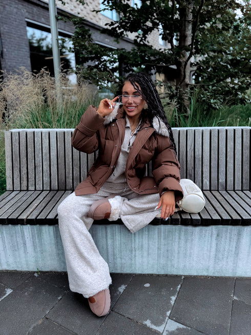 Короткая, пуховая куртка "FUSION AD611" - CHOCO ПРЕДЗАКАЗ