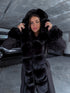 Coat with sewn-in fluff squares - black PRE-ORDER