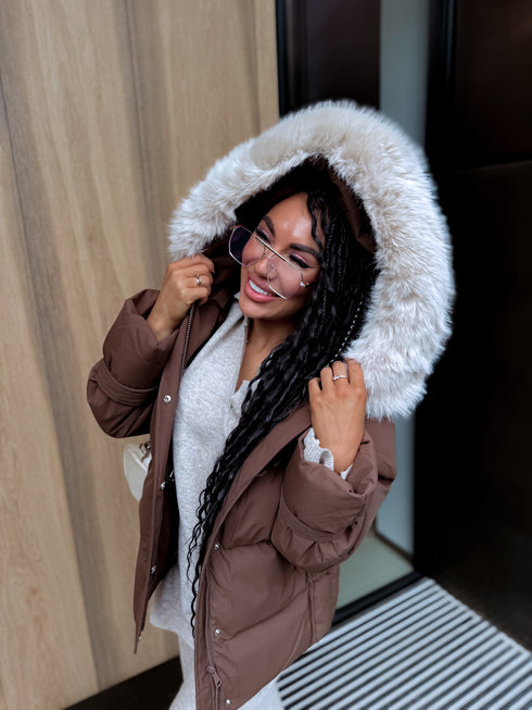 Короткая, пуховая куртка "FUSION AD611" - CHOCO ПРЕДЗАКАЗ