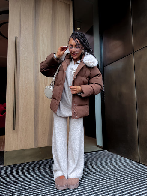 Короткая, пуховая куртка "FUSION AD611" - CHOCO ПРЕДЗАКАЗ