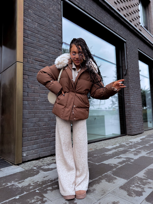 Короткая, пуховая куртка "FUSION AD611" - CHOCO ПРЕДЗАКАЗ