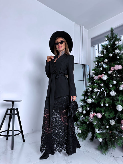 LONG lace skirt "JAZZ 6399" - BLACK