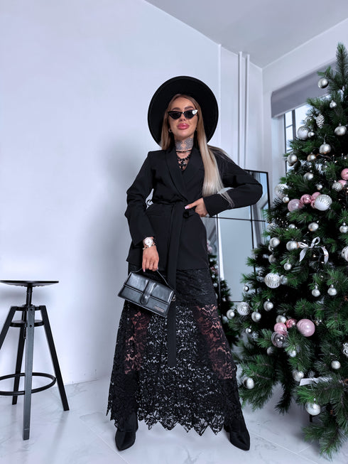 LONG lace skirt "JAZZ 6399" - BLACK