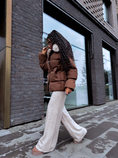 Короткая, пуховая куртка "FUSION AD611" - CHOCO ПРЕДЗАКАЗ