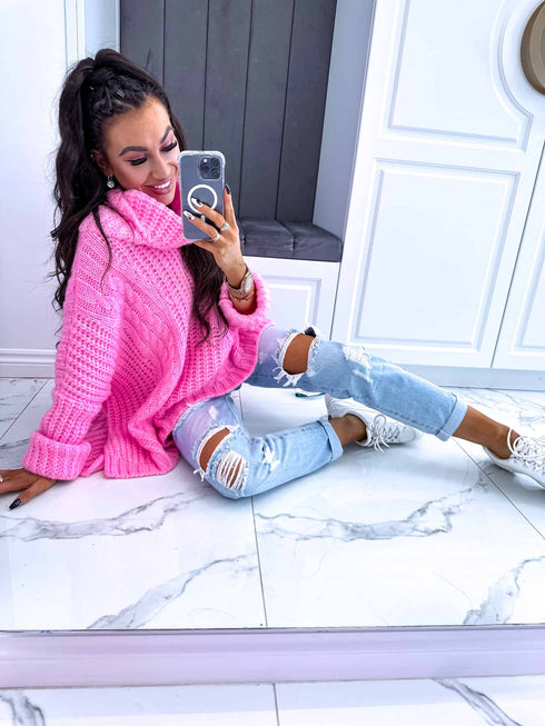 ELYNDI Extended Wool Sweater - BUBBLE PINK