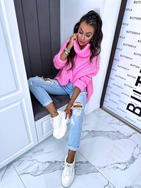 ELYNDI Extended Wool Sweater - BUBBLE PINK