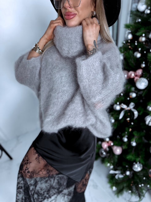 "MOHAIR" knitted sweater - LIGHT GRAY