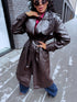 Faux Leather Trench "MIDNIGHT BELT" CV2189 – Choco