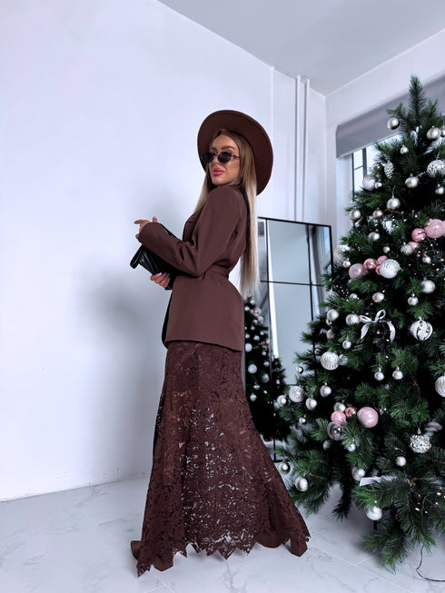 LONG lace skirt "JAZZ 6399" - CHOCO