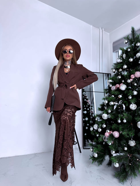 LONG lace skirt "JAZZ 6399" - CHOCO