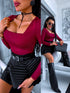 Burgundy, basic PUSH-UP tops with square neckline PRE-ORDER