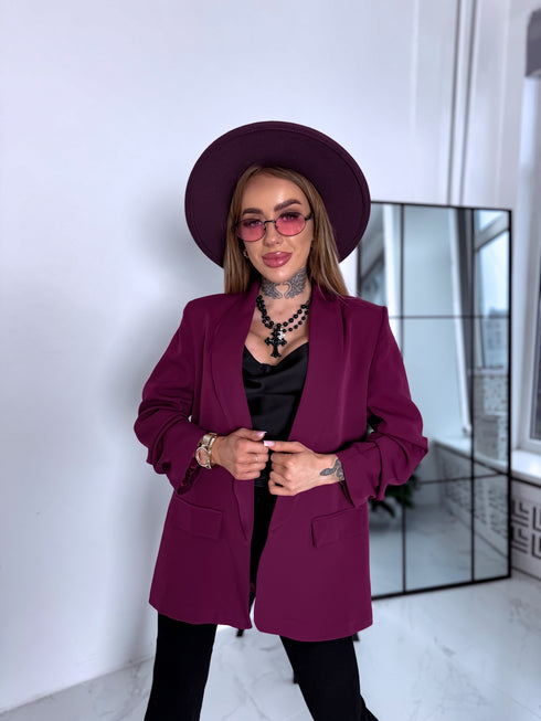 Slyvų violetinė, VIENAS DYDIS švarkas + juodas viršus