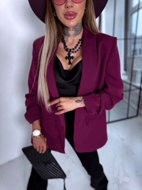 Slyvų violetinė, VIENAS DYDIS švarkas + juodas viršus