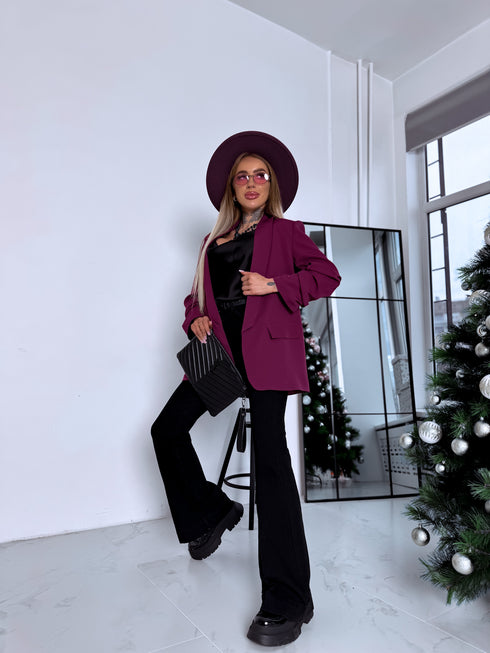 Slyvų violetinė, VIENAS DYDIS švarkas + juodas viršus