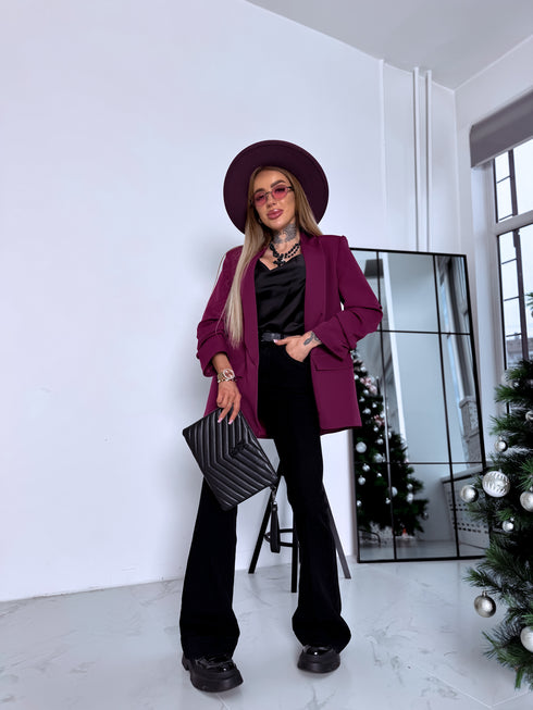 Slyvų violetinė, VIENAS DYDIS švarkas + juodas viršus