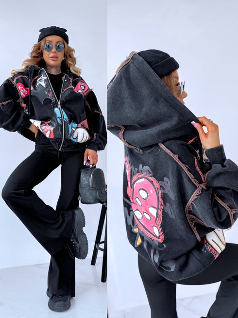 Švarkas su animacija "MICKEY BOW V12051" - JUODA