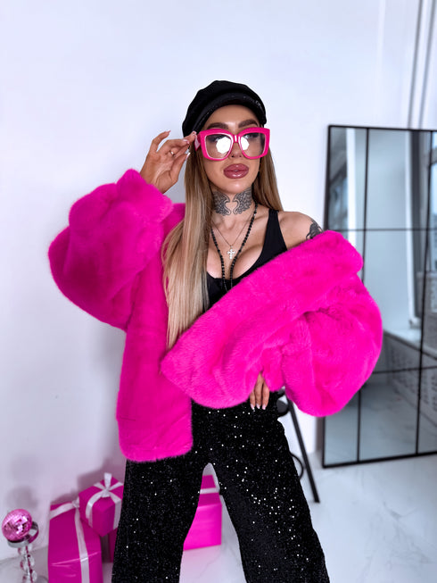 "BUBBLY PH66091" mākslīgās kažokādas virsjaka - koši rozā