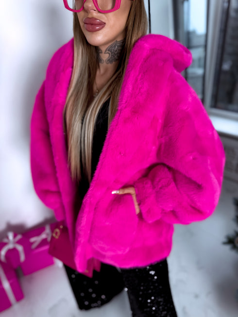 "BUBBLY PH66091" mākslīgās kažokādas virsjaka - koši rozā