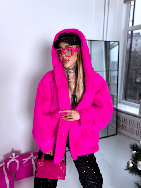 "BUBBLY PH66091" mākslīgās kažokādas virsjaka - koši rozā