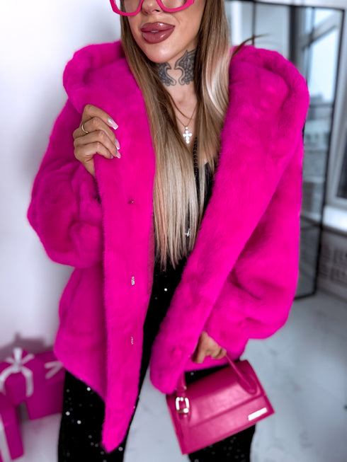 "BUBBLY PH66091" mākslīgās kažokādas virsjaka - koši rozā