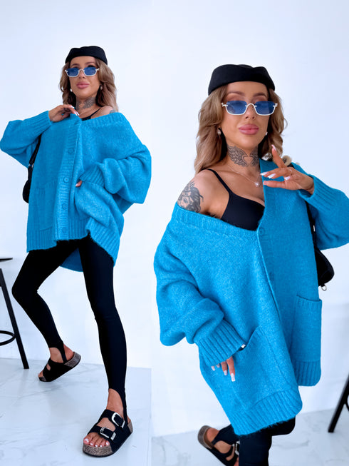 Šilta Mocha PL12571 adīta jaka - mėlyna