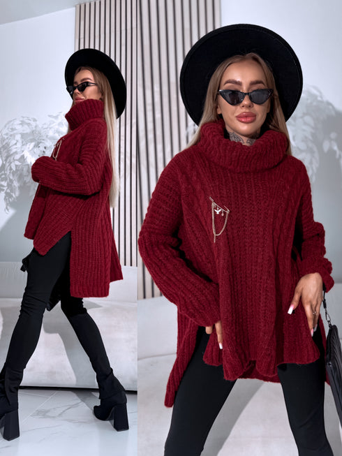 ELYNDI удлиненный шерстяной свитер - красный