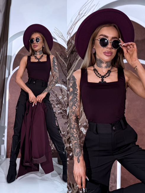 Baklažāna violets, basic topiņš ar kvadrātveida izgriezumu